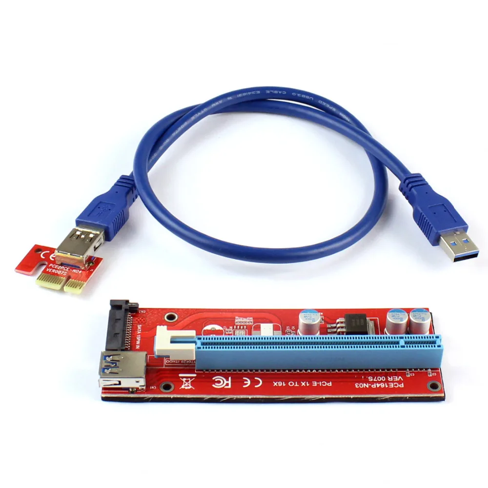 PCIE 1X до 16X Графический удлинитель SATA адаптер питания карта для ETH Bitcoin Mining