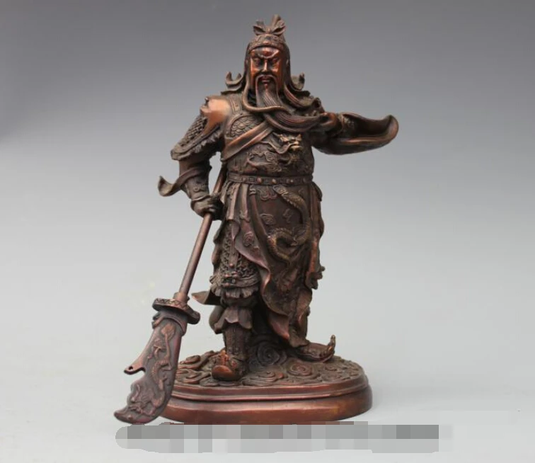 8 &quotКитайский Чистая красная бронза общего трех королевств период дракон статуя