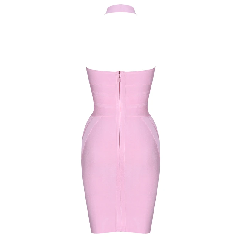 Женское Бандажное платье Ocstrade розовое с лямкой на шее вечерние платья лето