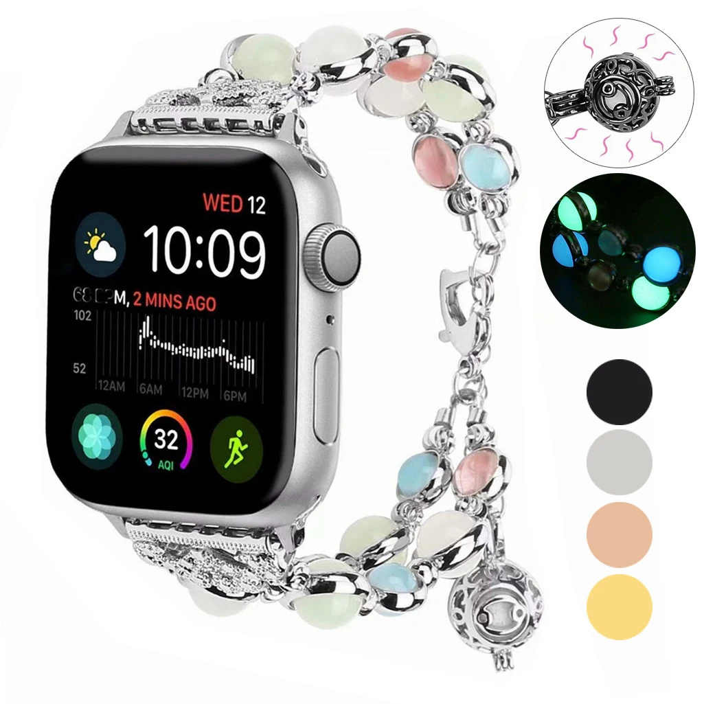 Металлический ремешок Essidi для Apple Watch 6 SE 5 4 3 2 1 Женский светящийся браслет с