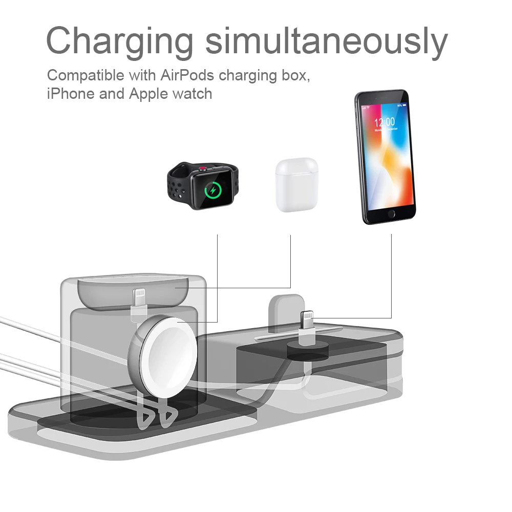 Зарядная док-станция 3 в 1 силиконовая подставка для iPhone X 8 7 6 Apple Watch AirPods |