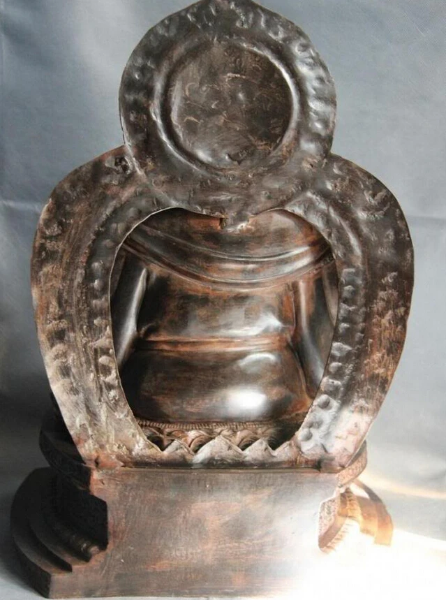 

song voge gem S0685 19 Chinese Buddhism Bronze Lucky RuYi Monk Buddha Statue