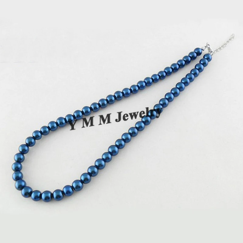 

8mm Dark Blue Imitation Pearl Necklace 17" Choker 24pcs/lot Free Shipping