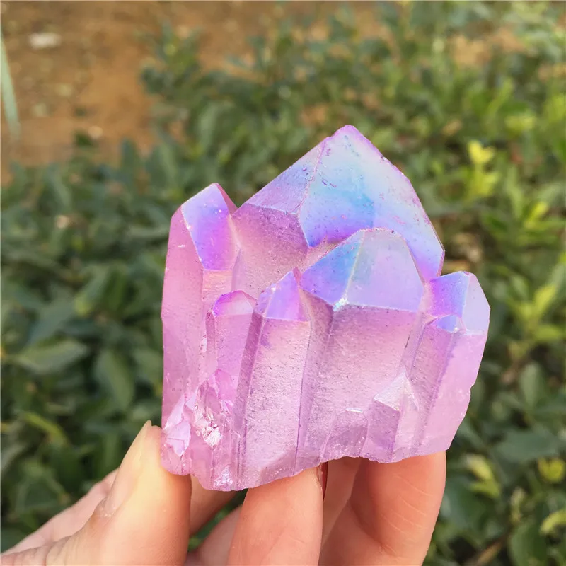 Натуральный аура кварцевый кристалл кластер Ангел Аура Druzy Geode образцы минералов