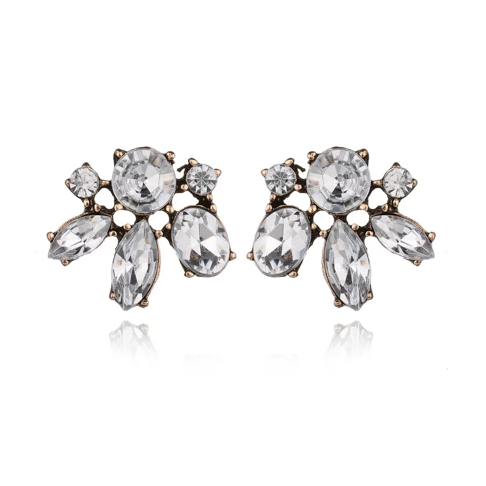 SexeMara Vintage Flowers Small Earrings For Girls Geometric White Crystal Stud Women Gift | Украшения и аксессуары