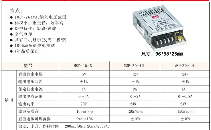 Супер тонкий 20 W DC5V/4A импульсного источника питания MSF-20-5