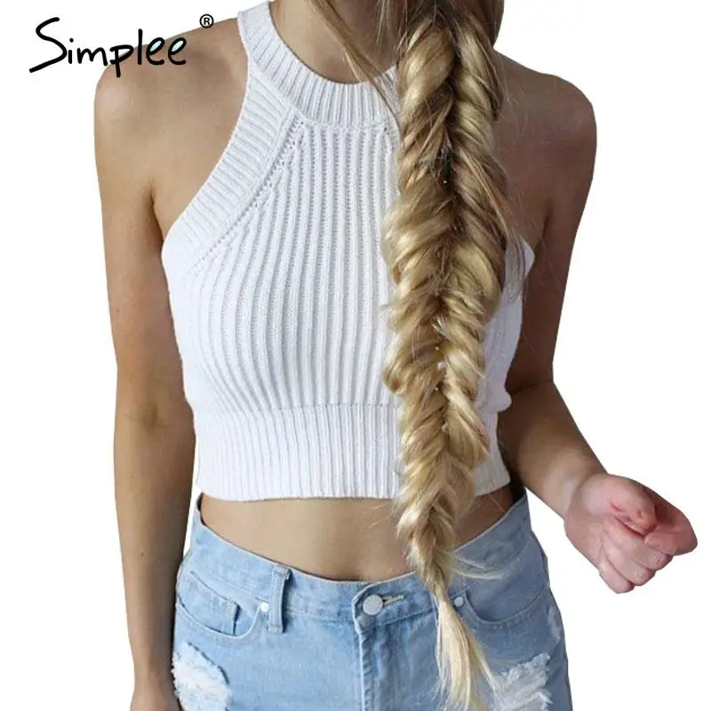 Простая одежда вязаный с открытыми плечами бюстье укороченный топ женский