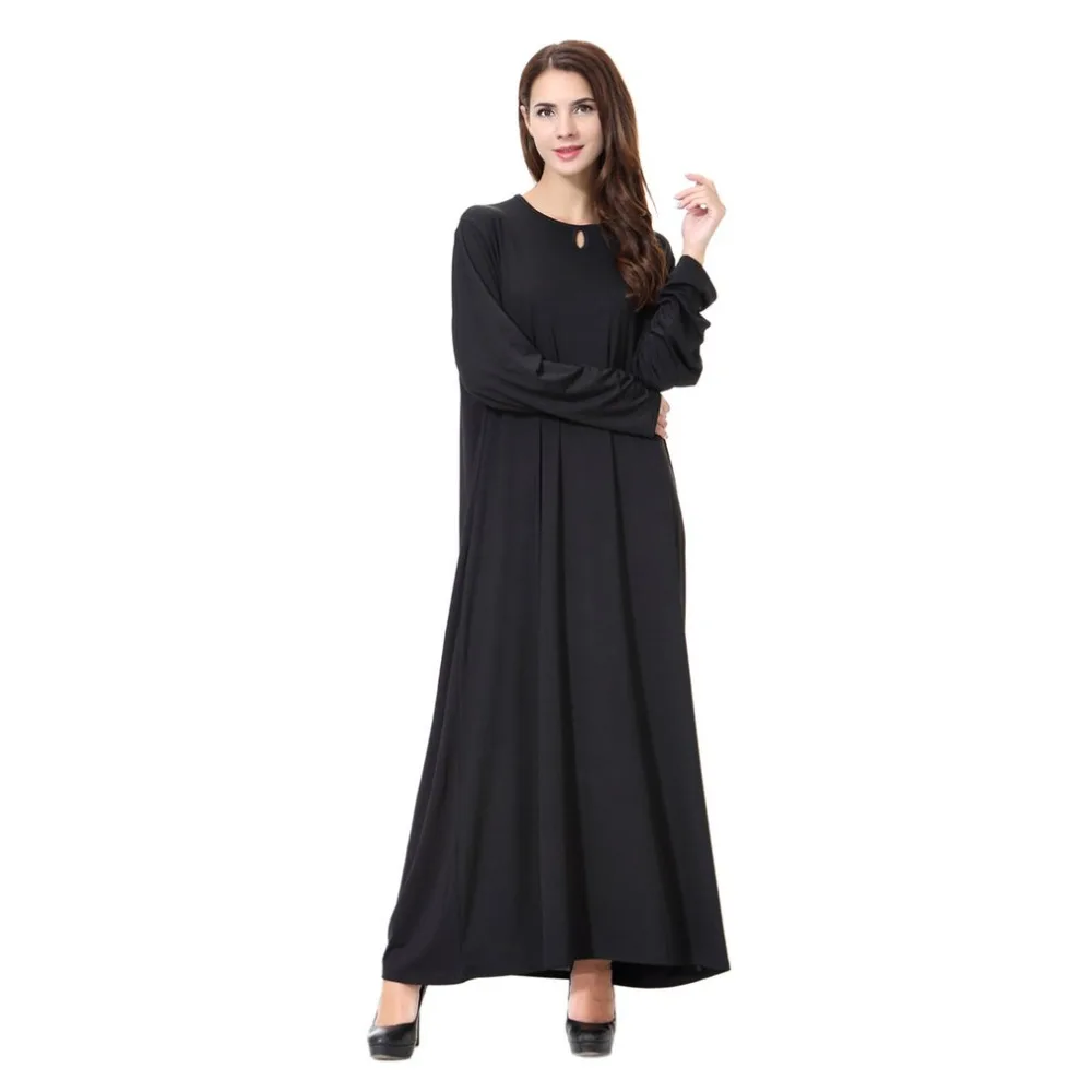Women Formal Black Abaya Muslim Long Style Robe For Ladies Round Neck Islamic Dress Fashionable World Apparel 2018 New | Тематическая