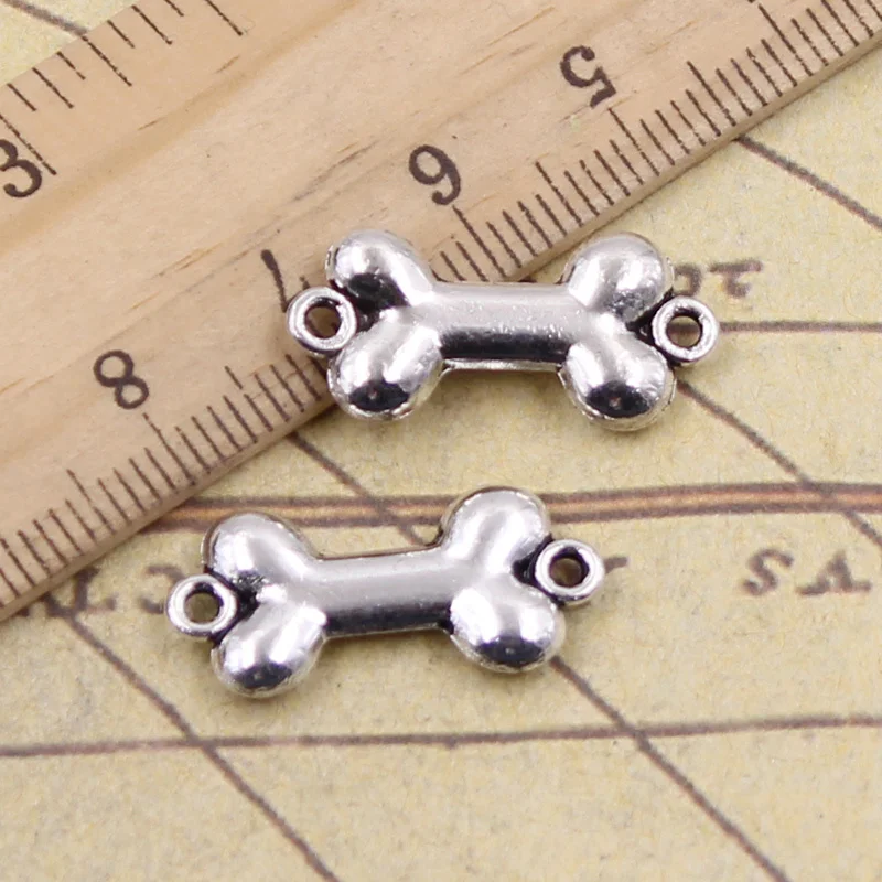 15pcs Charms Dog Bone Connector 22x10mm Tibetan Bronze Silver Color Pendants Antique Jewelry Making DIY Handmade Craft | Украшения и