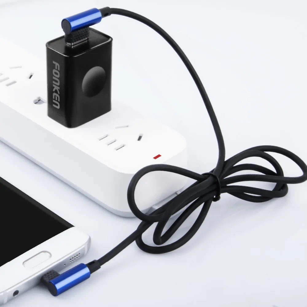 FONKEN Micro USB кабель быстрое зарядное устройство Шнур для зарядки 90 градусов изгиб