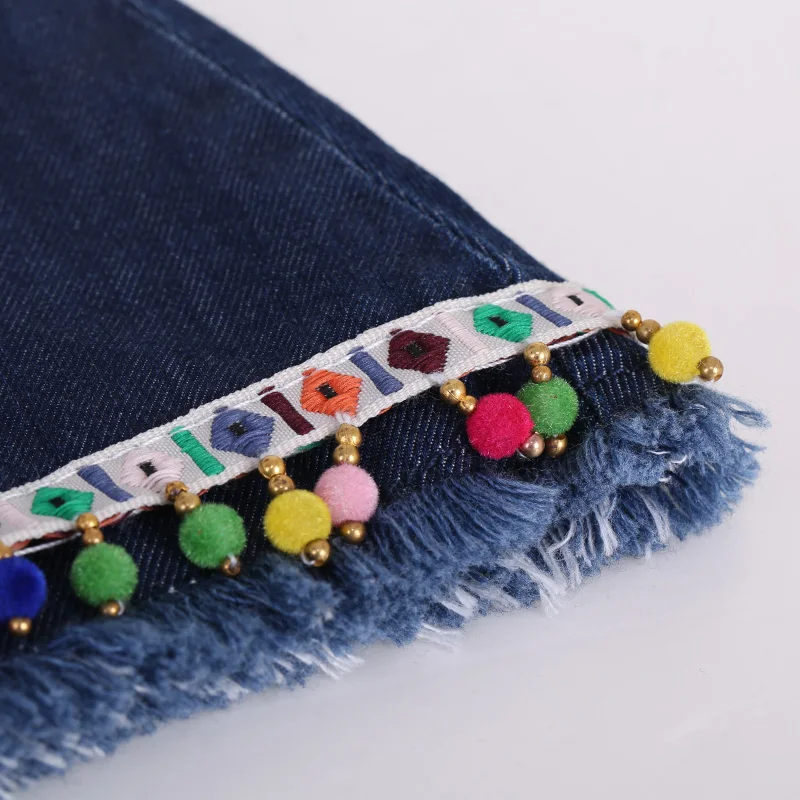 LEIJIJEANS Новое поступление Лето размера плюс низ вышивка бисером Средняя Талия