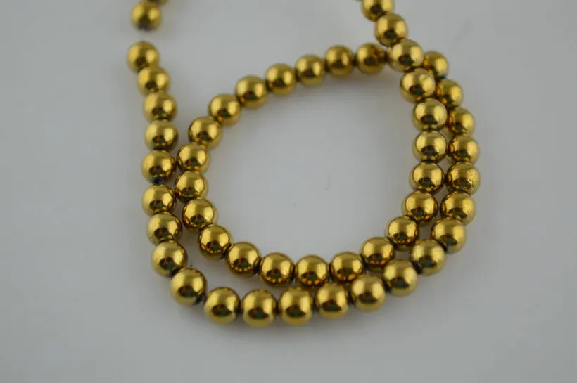 

Wholesale 4mm Hematite Round Beads Gold Color Plating Necklaces and Bracelets Making Materials 10 Pc/lot Free Shipping
