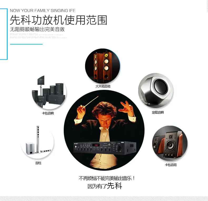 WY-009 200 Вт усилитель мощности домашний 5,1 HiFi домашний кинотеатр караоке ok аудио AV усилитель