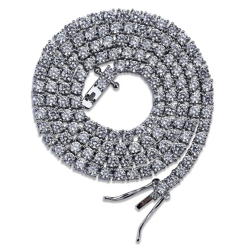 Bling Iced Out цепи ожерелье 16 дюймов-24 дюймов 3 мм теннисная цепь AAA кубический цирконий мужские хип-хоп ювелирные изделия