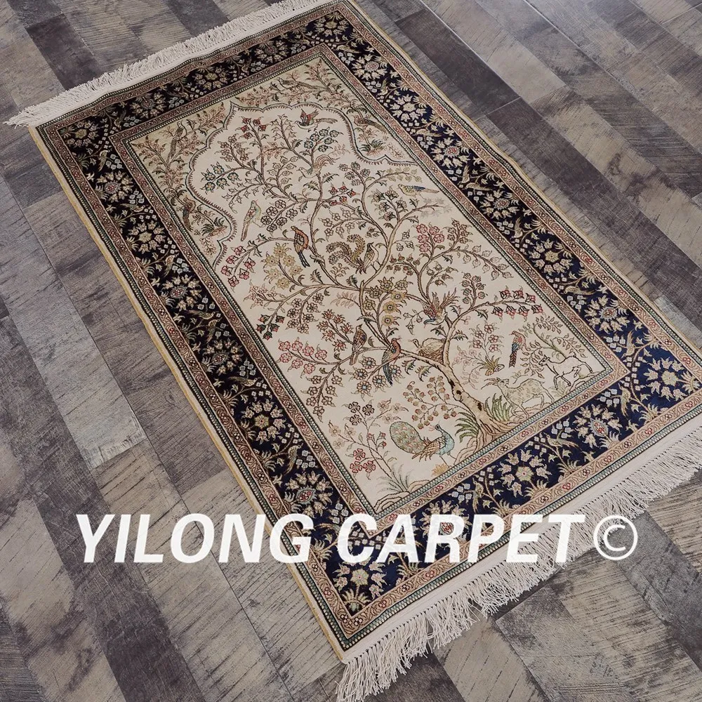 YILONG 2 5x4 𧌀 линий ручной работы ковры бежевый Древо жизни шелковый коврик