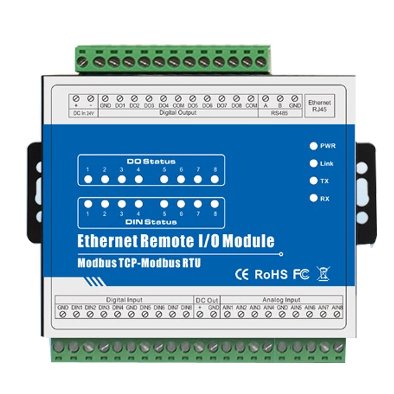 M140T IOT RTU модуль Modbus TCP Ethernet удаленный IO 8DI + 8DO поддерживает высокоскоростной