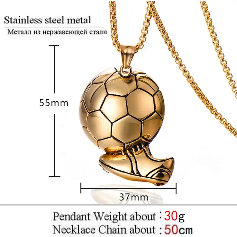 ZFVB футбольное ожерелье с обувью для мужчин из нержавеющей стали золотого цвета