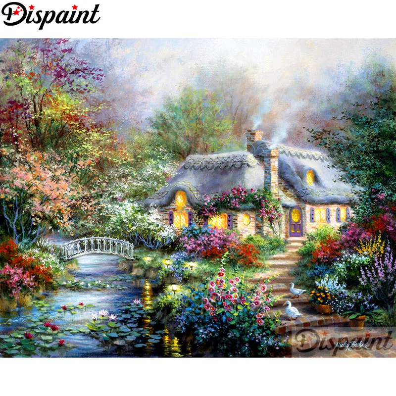 

Dispaint Full Square/Round Drill 5D DIY Diamond Painting "House flower" Embroidery Cross Stitch 3D Home Decor A11069