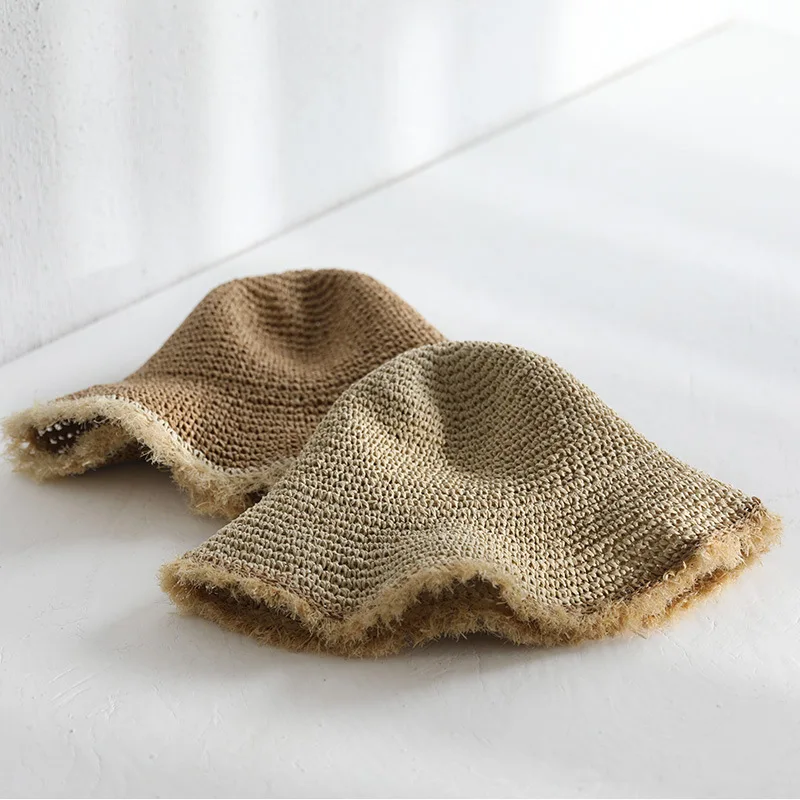 Женская соломенная шляпа ручной работы складная с закругленными краями летняя