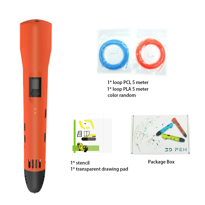 Red 3D pen QCREATE QW01-012C универсальная 3D Ручка PLA PCL двойной режим ЖК-дисплей регулируемая температура нагрева и скорость с бесплатной 10 м нити - Цвет: Red 3D pen