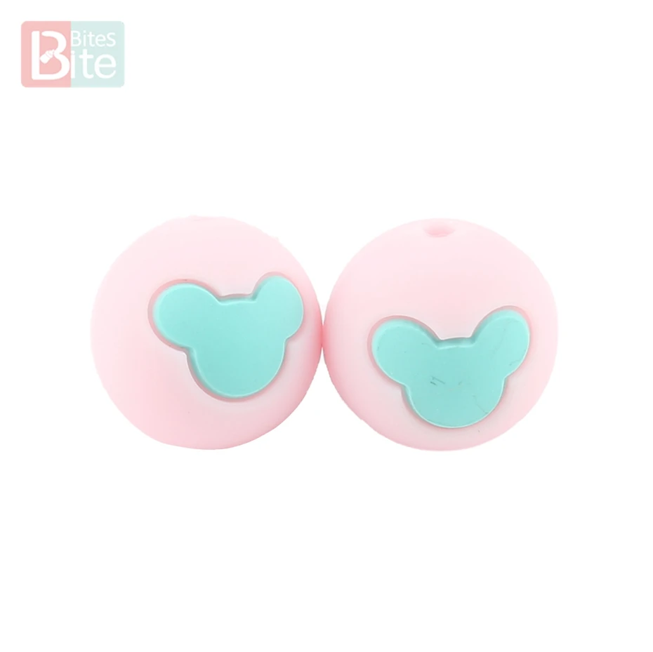 Candy Pink Beads 10 шт. силиконовые бусины для укусов, медведь, сделай сам, цепочка-пустышка для ребенка, медсестры, продукция для изготовления пищевого силикона, детский Прорезыватель для зубов 15 мм - Цвет: Candy Pink Beads
