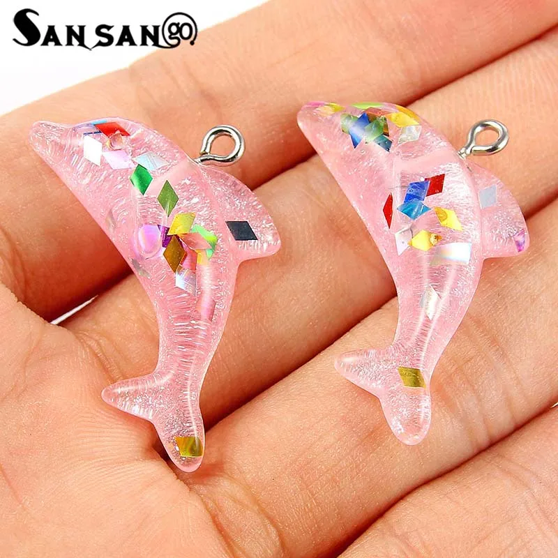 10 шт красочные смолы Маленький Дельфин кулон подвески игрушки детский роман для