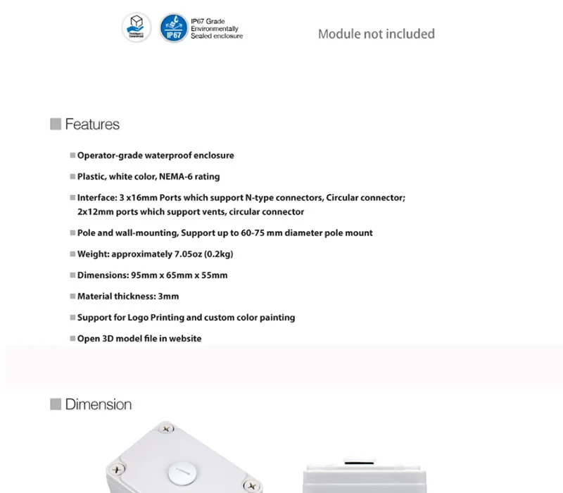 IOT Открытый датчик узел корпус для RAK5205 модуль трекера RAK8212 iTracker доска IP67 Номинальная Водонепроницаемая LoRa аксессуары Q051