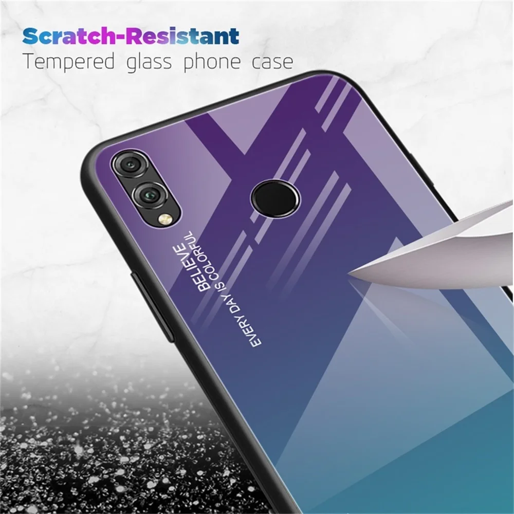 Case For Huawei Honor 8X 8A 8S Gradient Silicone Phone Cover 9 10 Lite 20 Pro 9i 10i 20i V20 Tempered Glass Shell |