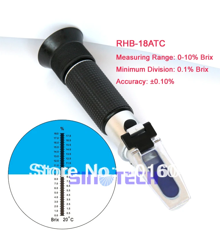 Оптовая продажа ручной резки жидкости brix 0 18% рефрактометр RHB 18ATC|refractometer beer|refractometer