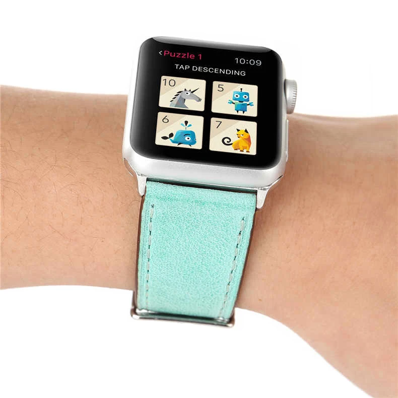 Красочные из натуральной кожи ремешок для наручных часов Apple Watch серии 1/2/3/4/5 браслет для наручных часов iWatch, 44 мм, 42 мм, 40 мм, 38 мм, версия ювелирных аксессуаров