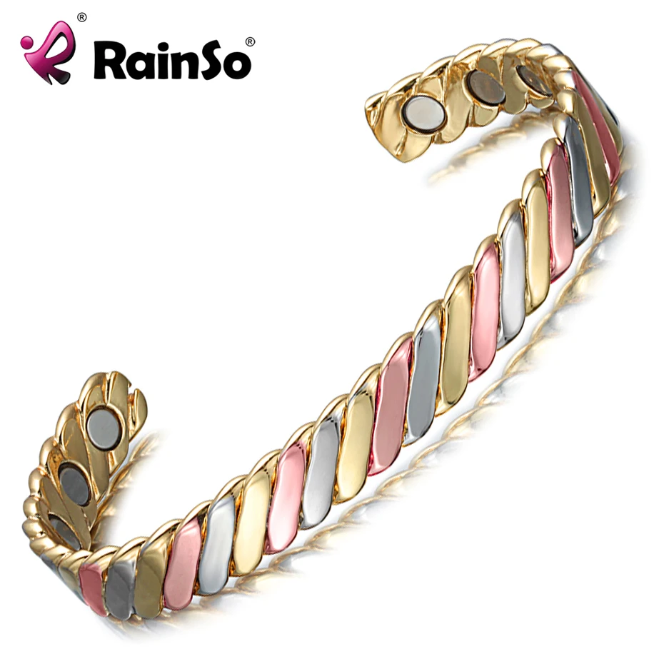RainSo 2018 Лидер продаж триколор чистый браслеты из меди для Для женщин свободно