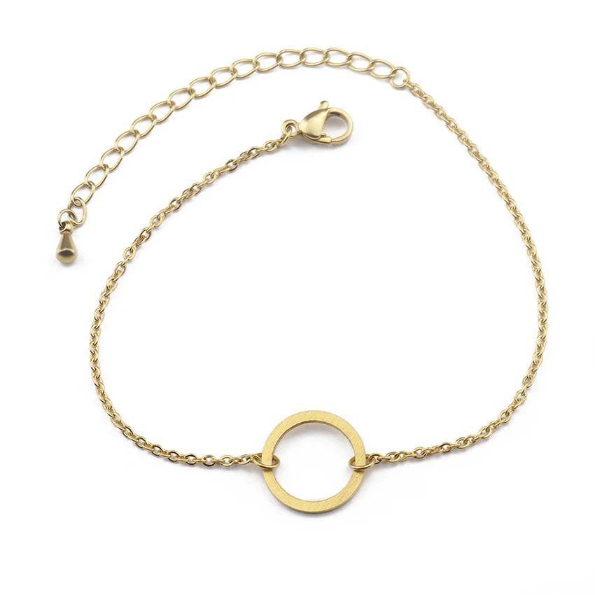 Минималистичный Круглый круглый Круглый браслет для женщин Femme Good Luck браслет из нержавеющей стали с диском Karma очаровательные ювелирные изделия для тела