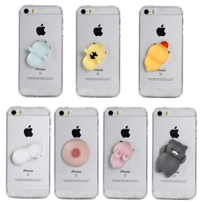 Squishy Case for iPhone 5 5s SE Cover 3D Cute Soft Silicone Pappy Kawaii Cat Kitty Capinha Para On The 5se S Etui Coque |