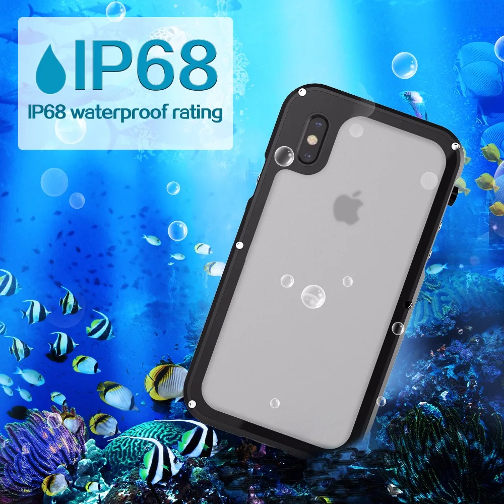 HAISSKY IP 68 водонепроницаемый чехол для телефона для Apple iPhone X 4 цвета противоударный грязеотталкивающий чехол для дайвинга для iPhone X Металлический Чехол