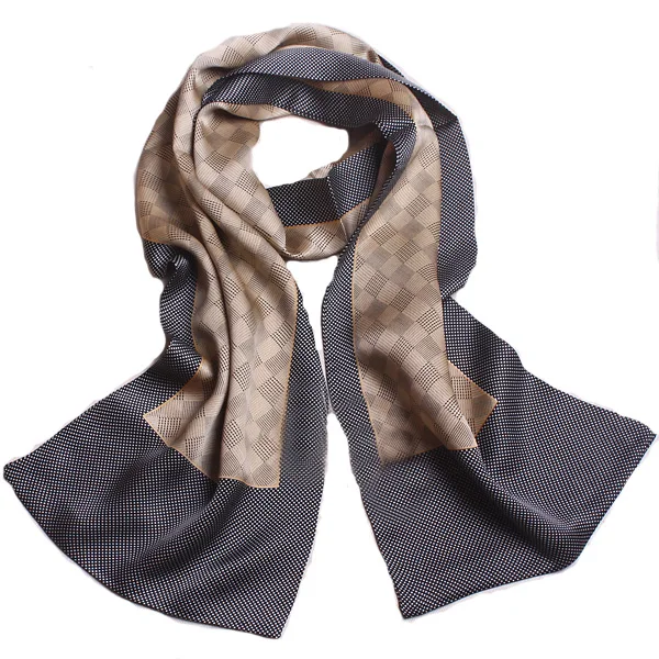 Brown with gray Чистого шелка плед шарфы мода Для мужчин черный цветочный Пингвин шарф Шарфы для женщин в двусторонний Атлас шелковые платки и Шарфы для женщин - Цвет: Brown with gray