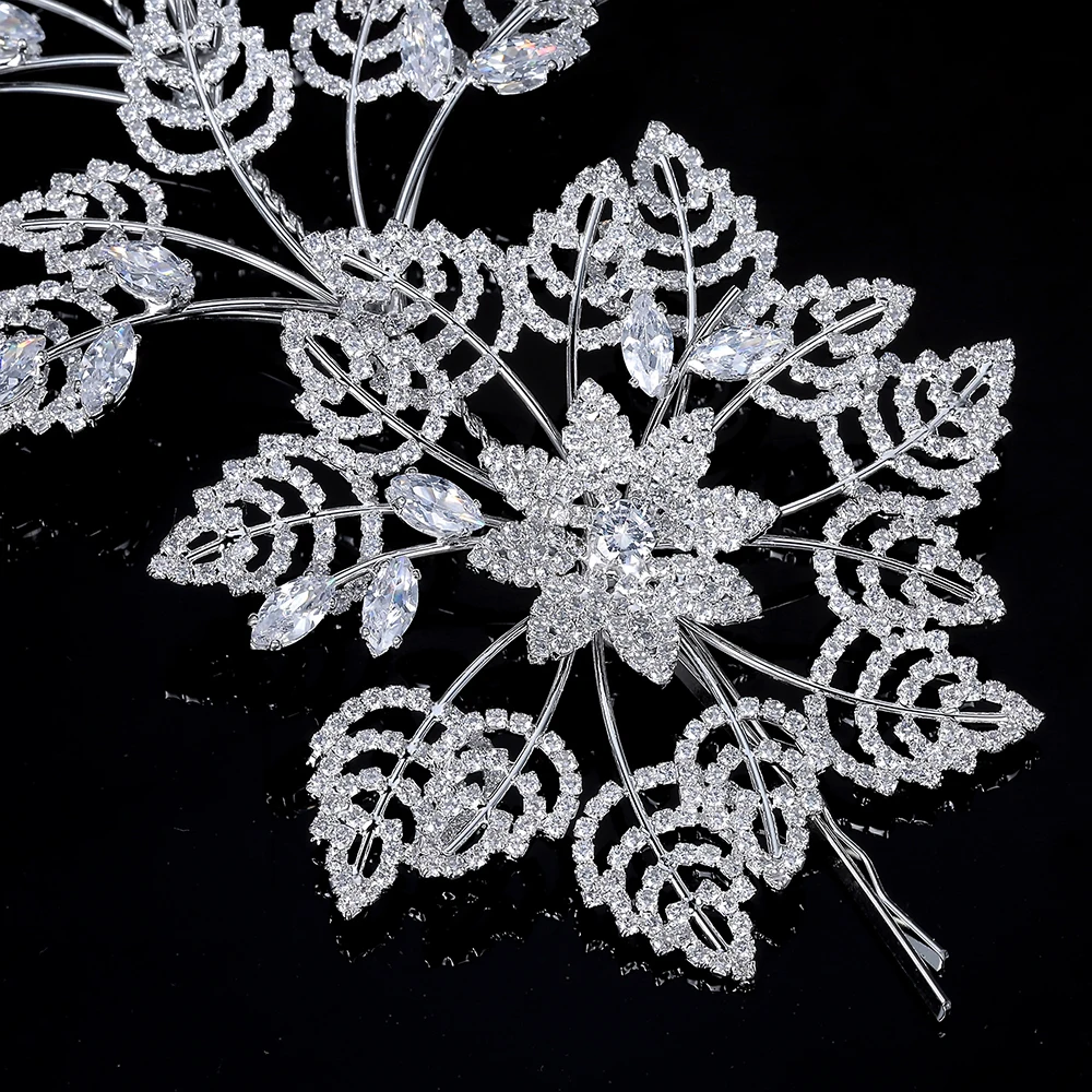

Hadiyana Fashion Leaves Women Wedding Hair Accessories Headpiece With Zirconias Bridal Hair Clips Jewelry Soft Crown BC4726