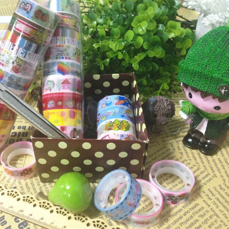 10 рулонов Kawaii Deco лента с рисунками Скрапбукинг клейкая бумага стикер Nov2