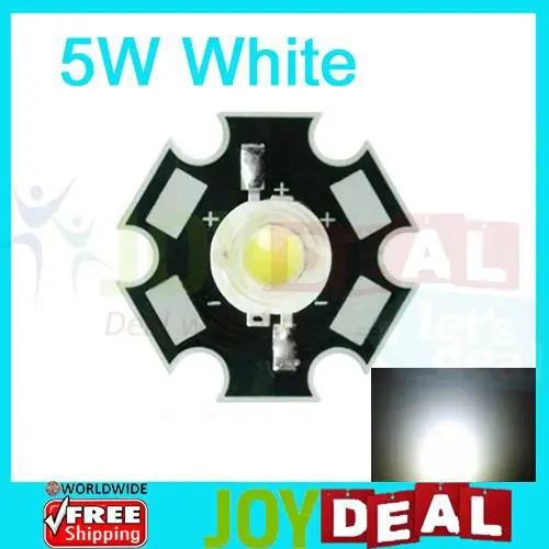 

5W White High Power LED Bead Emitter DC6.5-7.5V 700mA 6000-6500K with 20mm Star Platine Base