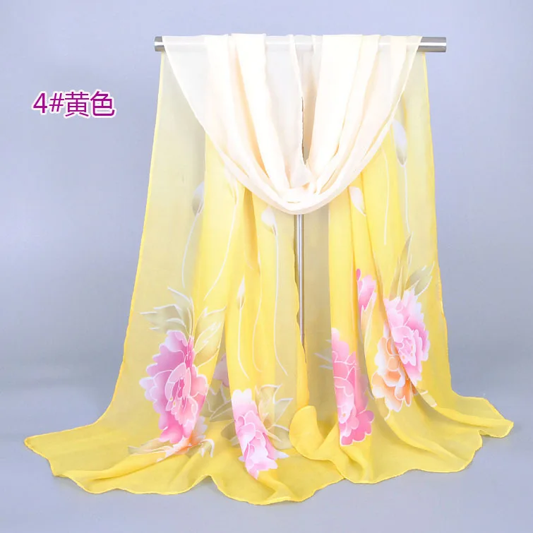 Заводская цена Женский Тонкий цветочный шарф с принтом шали из супершифона