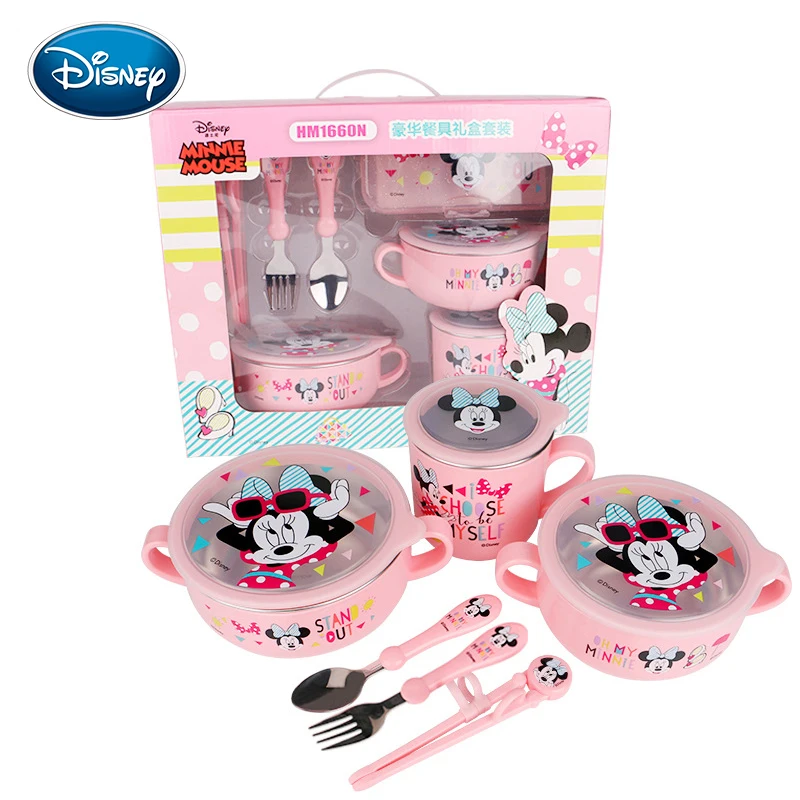 

Disney children's cutlery set popular cartoon seven-piece baby food supplement plate cup activity spoon gift