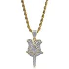 Счастливый сын, Очаровательное ожерелье с подвеской в виде цветка розы для женщин и мужчин, модные подвески и ожерелья со льдом CZ, украшенные драгоценными камнями