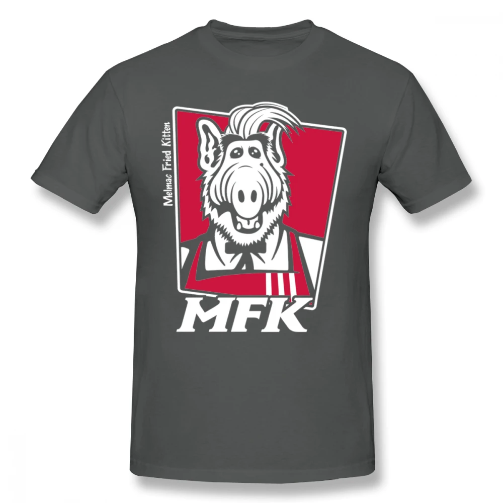 Забавная футболка Melmac Fried Kitten Alf, Harajuku, унисекс, футболка с графическим принтом, хлопок, футболка размера плюс - Цвет: Темно-серый