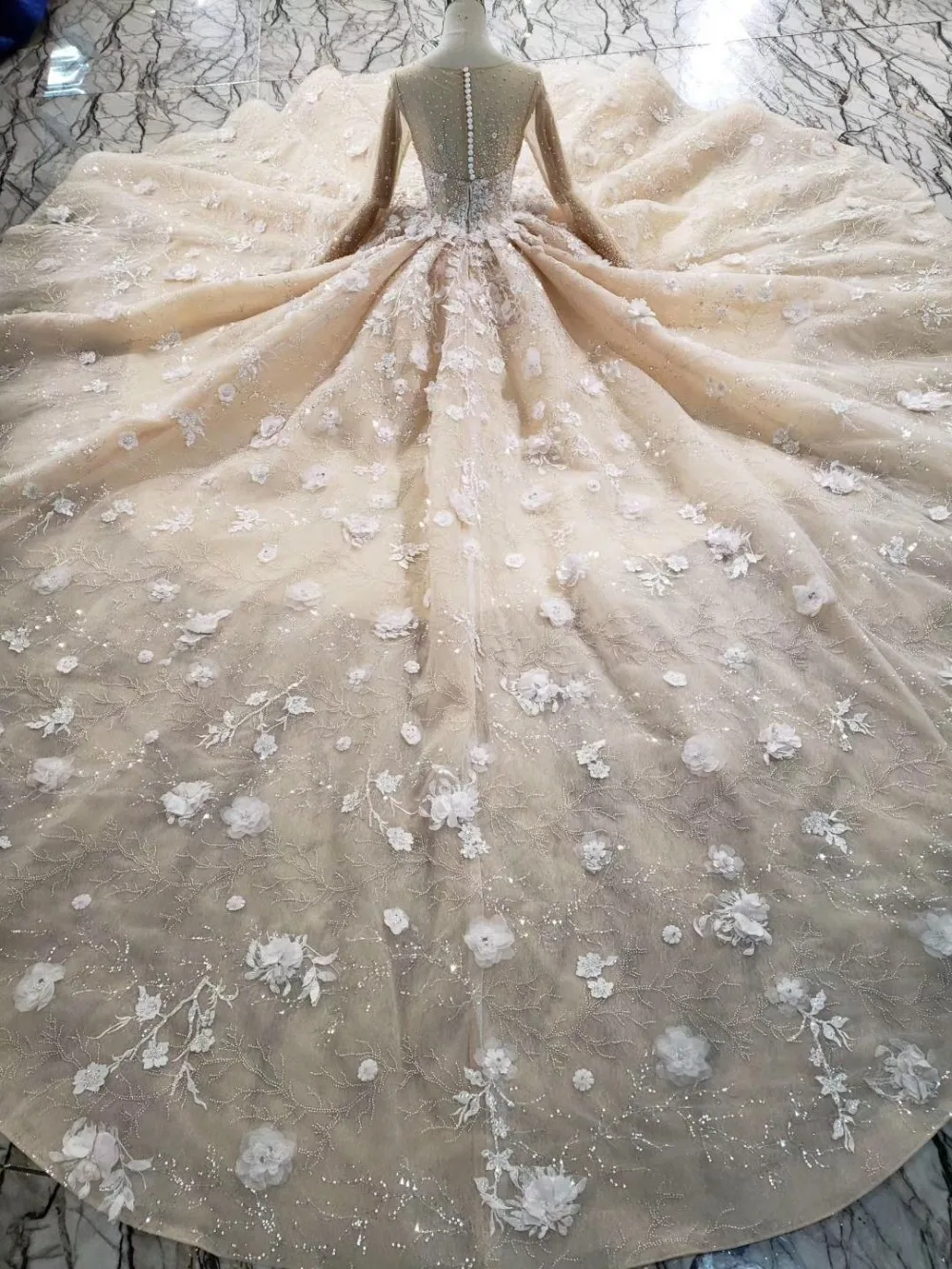 CloverBridal 2019 новый дизайн жемчуг стразы Цветы бальное платье цвета шампанского