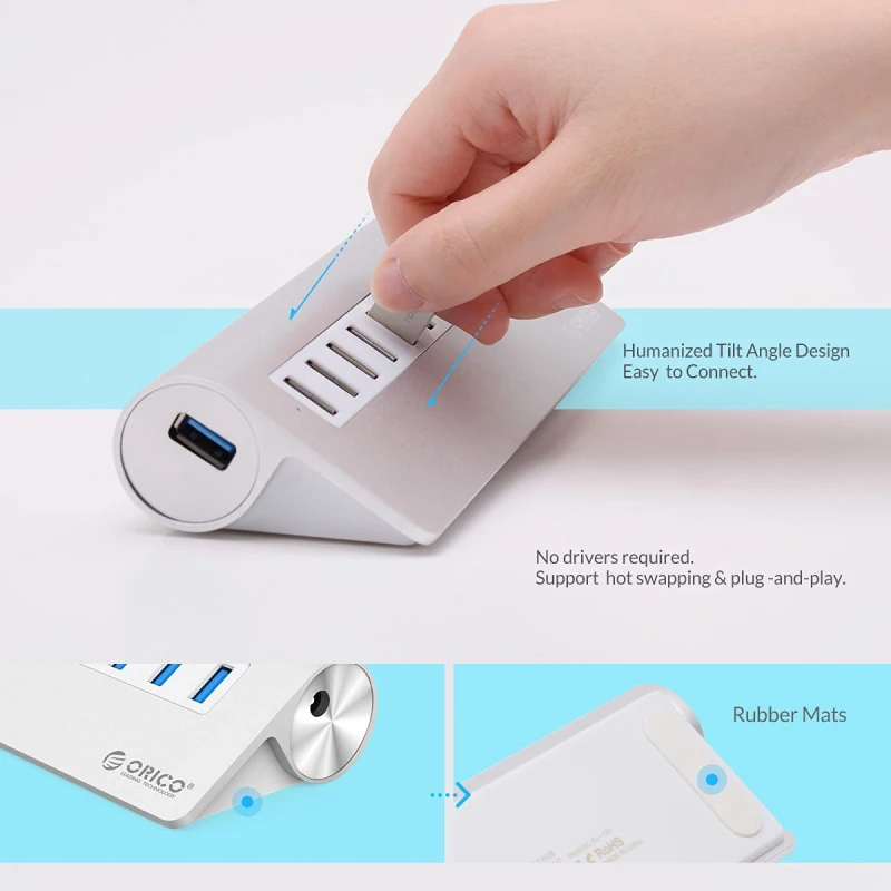 ORICO алюминиевый Конический дизайн Мульти 10 портов USB 3 0 концентратор