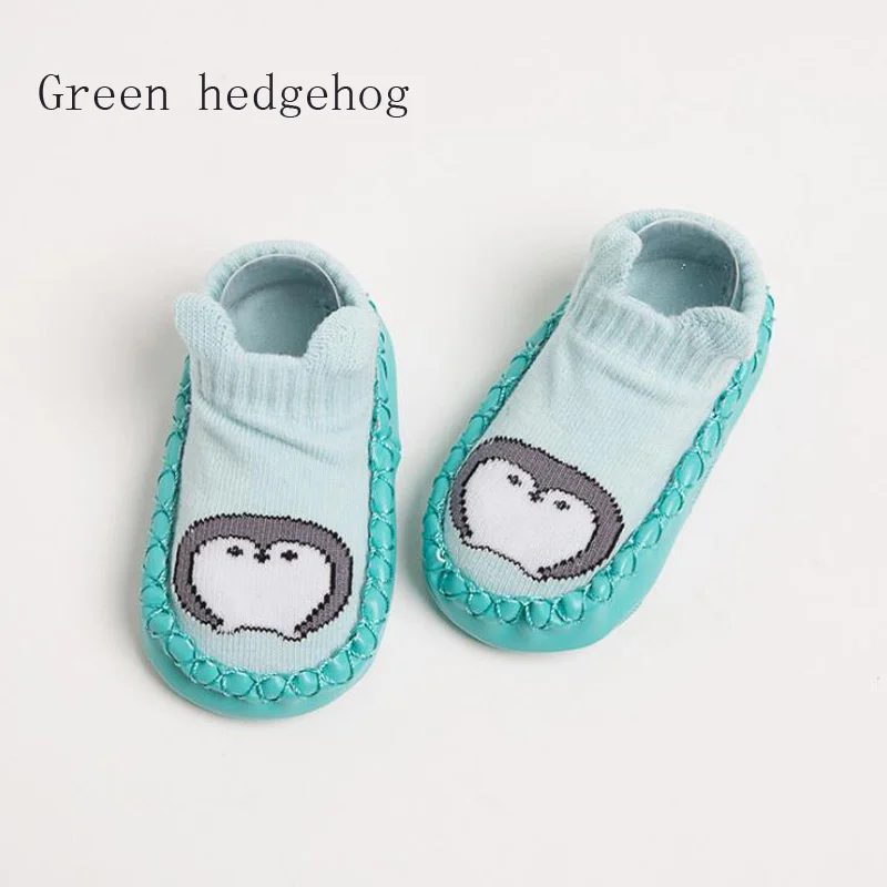 Green hedgehog Новинка года; милые носки с рисунками животных для малышей; нескользящие носки для малышей - Цвет: Green hedgehog