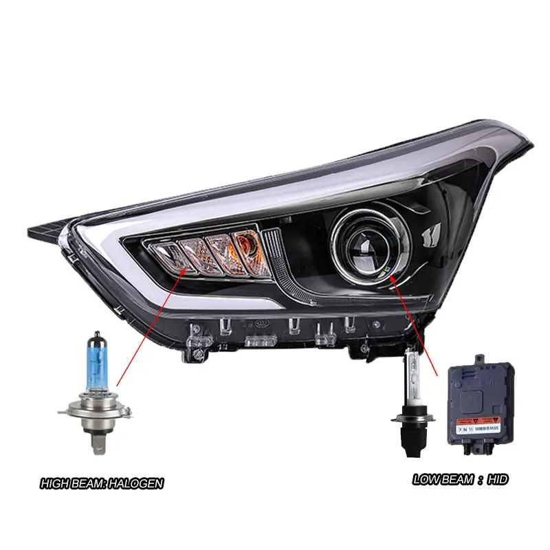 Автомобильный Стильный чехол для фары hyundai Creta- IX25 светодиодный фонарь DRL H7 D2H Hid вариант Angel Eye Bi Xenon - Цвет: Halogen  HID