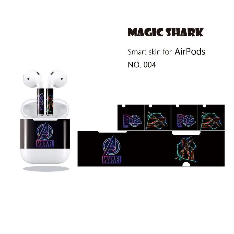 Водонепроницаемая ПВХ пленка Magic Shark Super Hero чехол для Apple Airpods 001 010|Наклейки