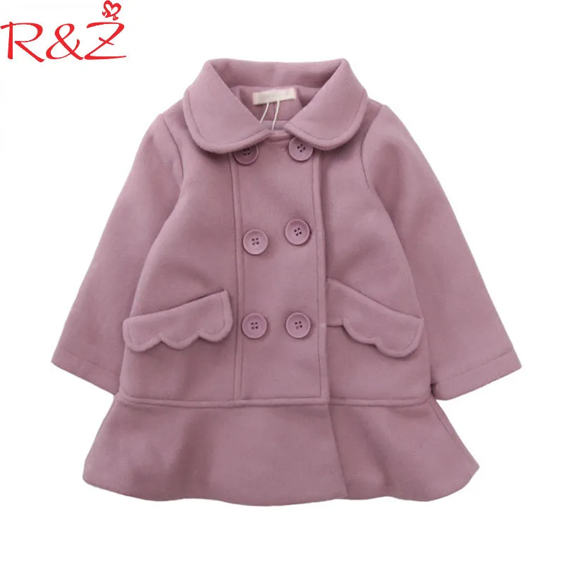Одежда для девочек R &amp Z пальто 2019 зимняя плотная теплая шерстяная однобортная