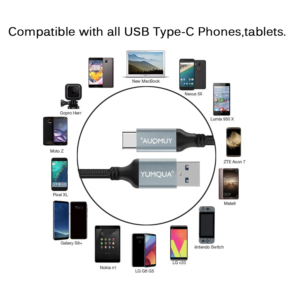 YUMQUA ZenFone 4 Pro Кабель для быстрой зарядки LG V20 G6 USB Type C кабель Google Pixel 2 XL 0 к usb c