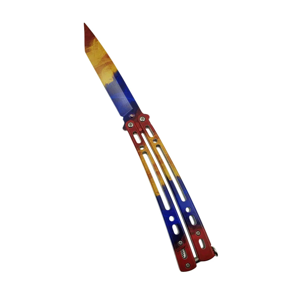 Colors doppler Swayboo зеркальный складной нож-бабочка cs go, тренировочный игровой нож-бабочка, тупое лезвие, инструмент без края, нож-бабочка - Цвет: Colors doppler